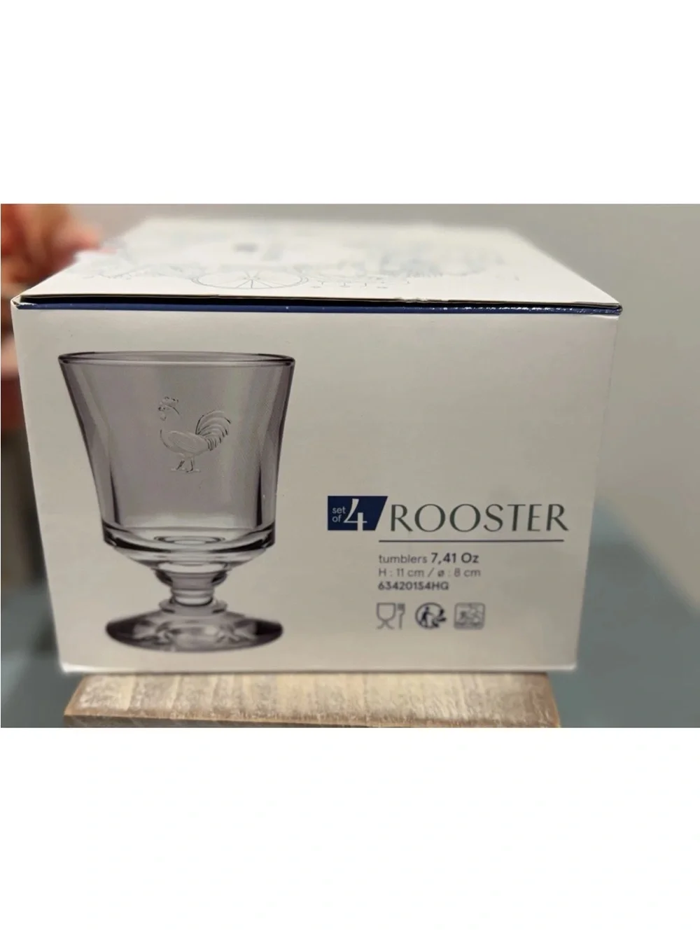 New Set of 4 La Rochere Rooster Tumblers/ Glasses 1475 France 7.4loz
